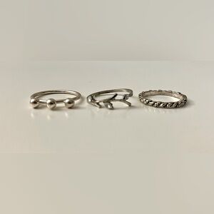 Boho Funky Silver Ring Set